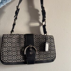 Coach Black and Gray Patterned Shoulder Bag